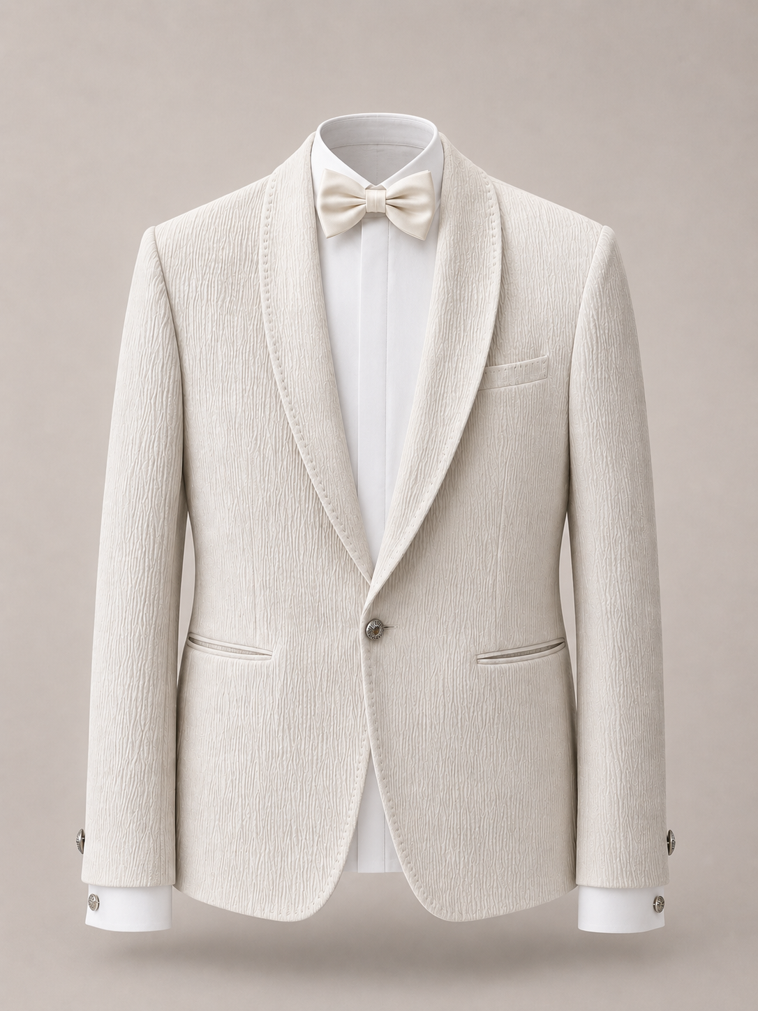 Ivory Textured Tuxedo Blazer