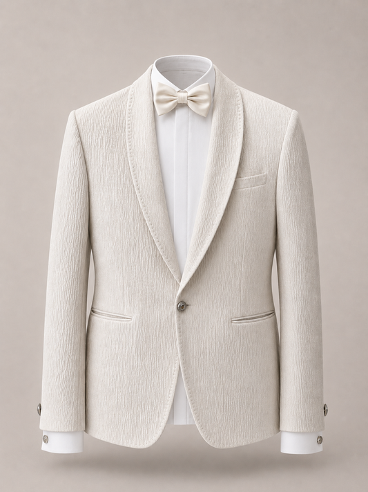 Ivory Textured Tuxedo Blazer