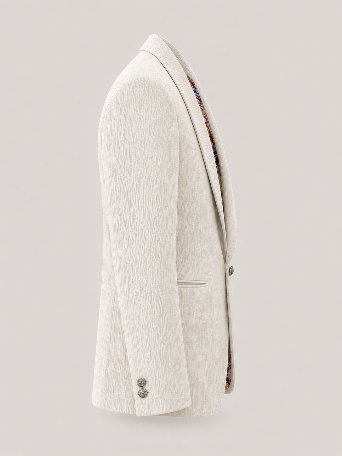 Ivory Textured Tuxedo Blazer