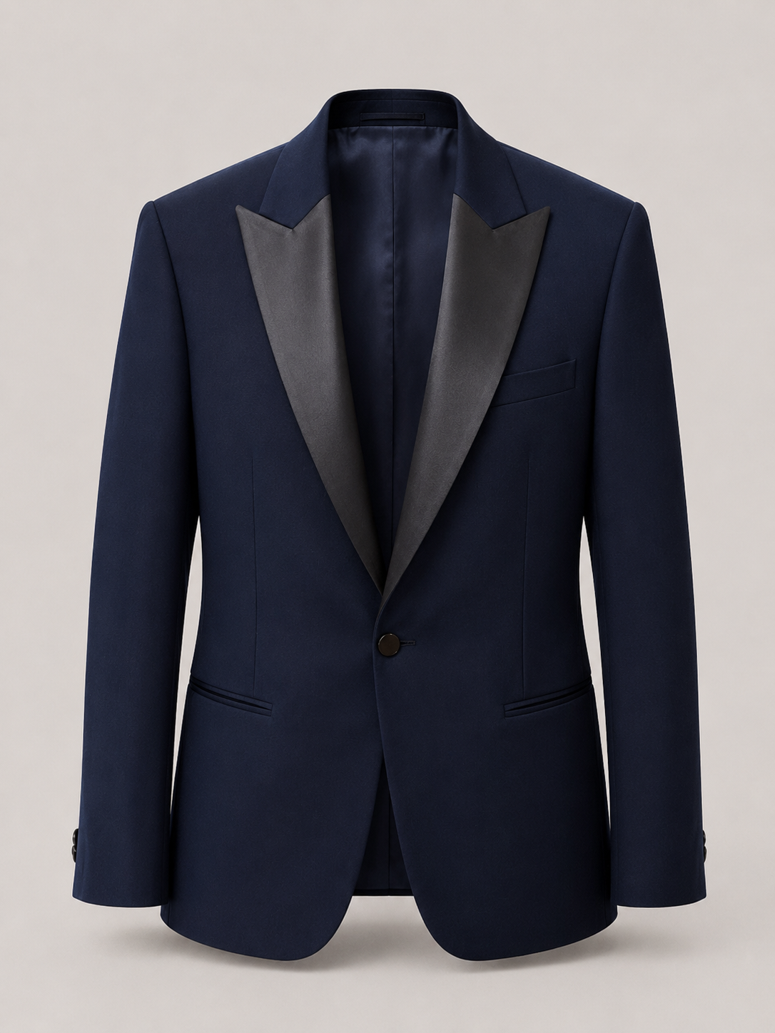 Teizin Navy Blue Peak Lapel Tuxedo Blazer