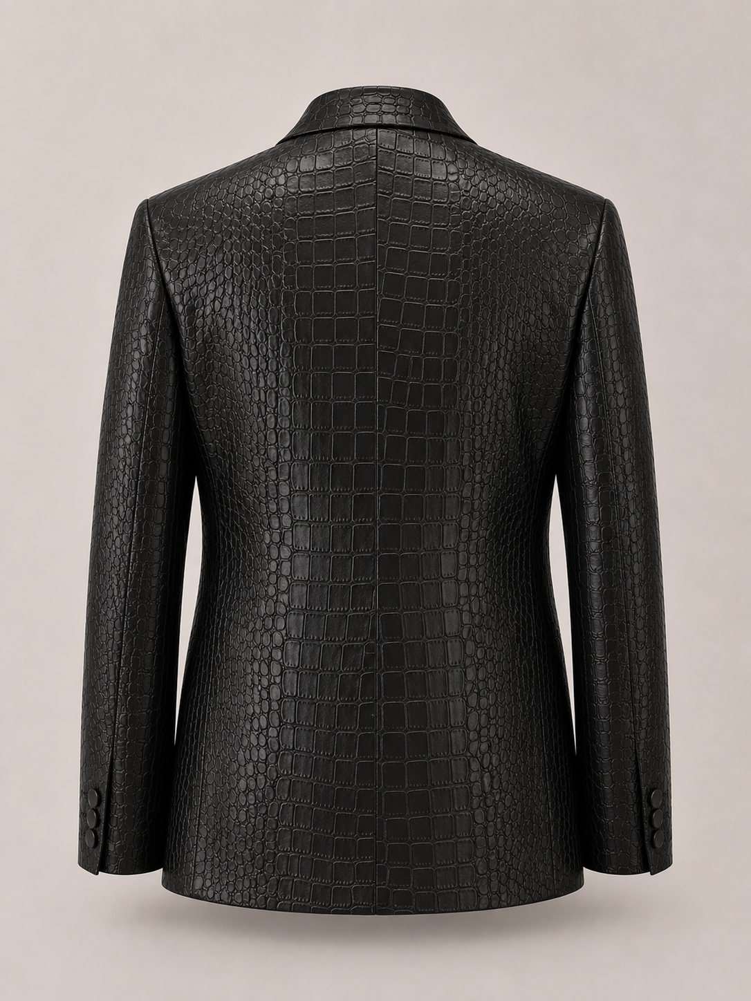 Noir Croc Black Leather Blazer