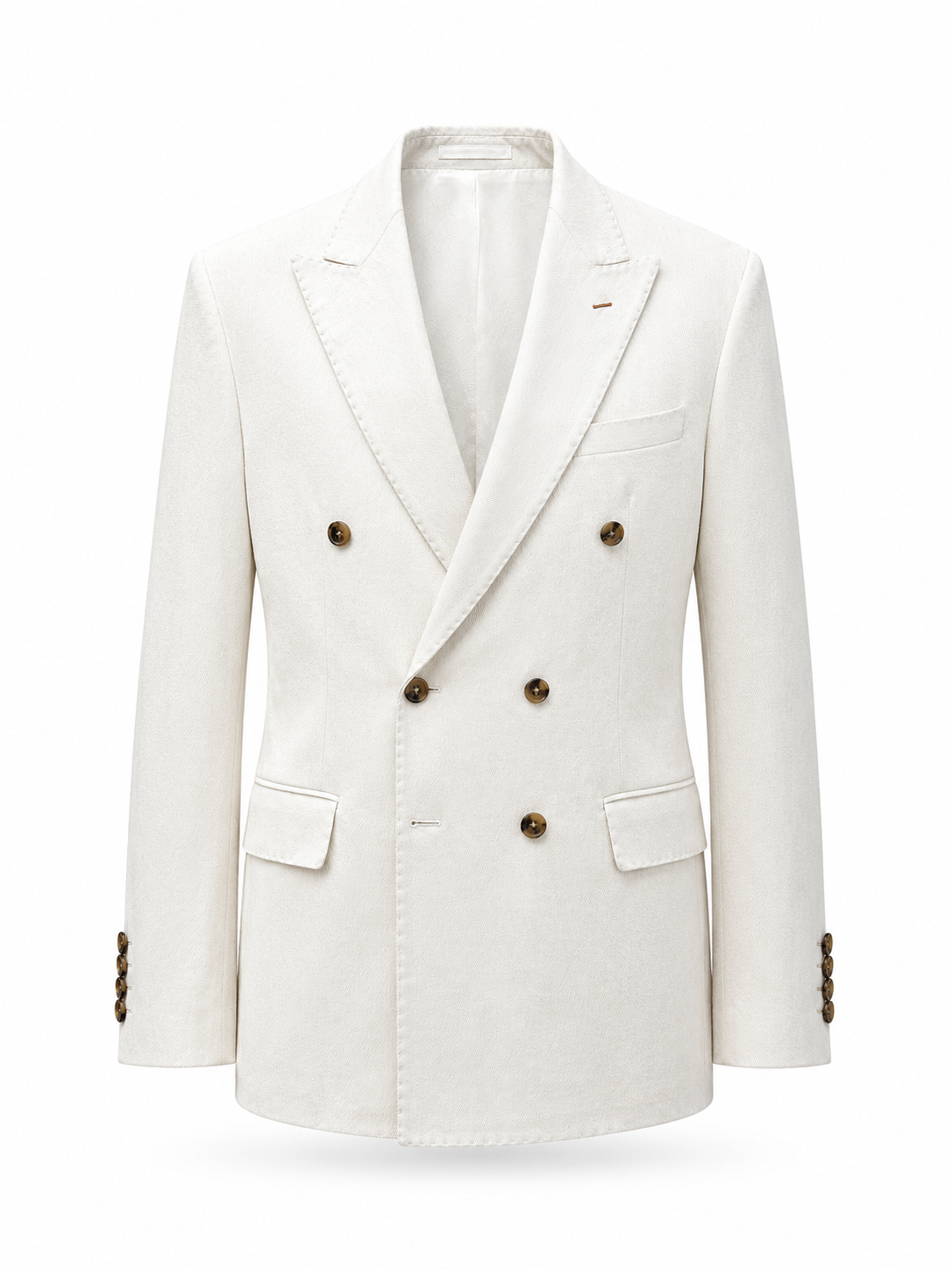 White Cotton Denim Double-Breasted Blazer