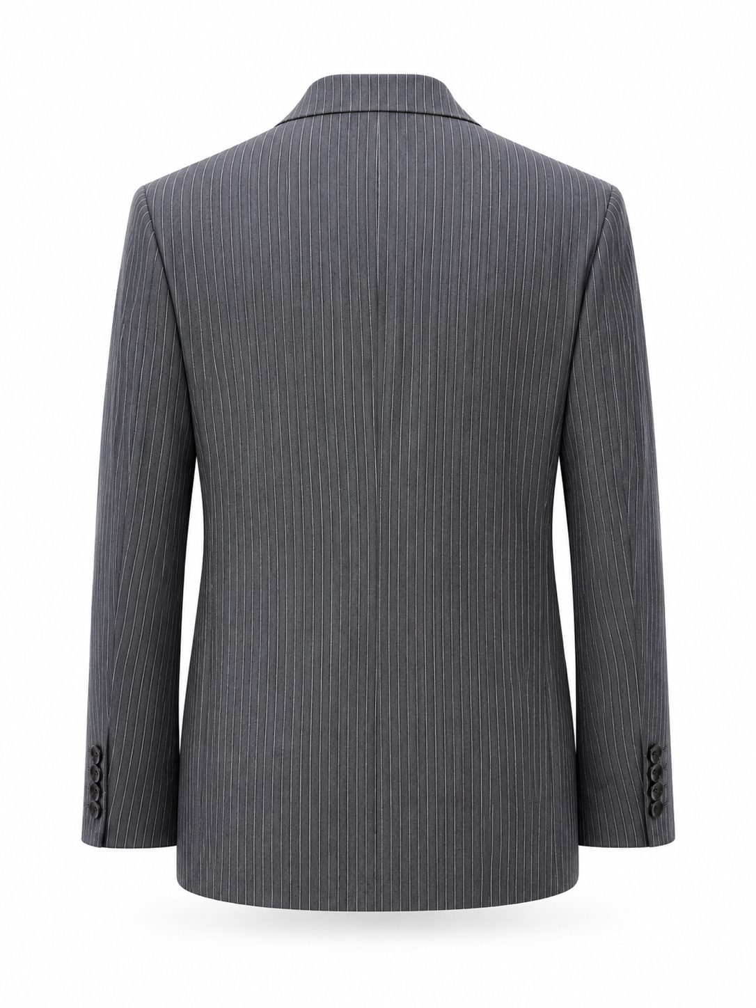 Grey Pinstripe Merino Wool Double-Breasted Blazer