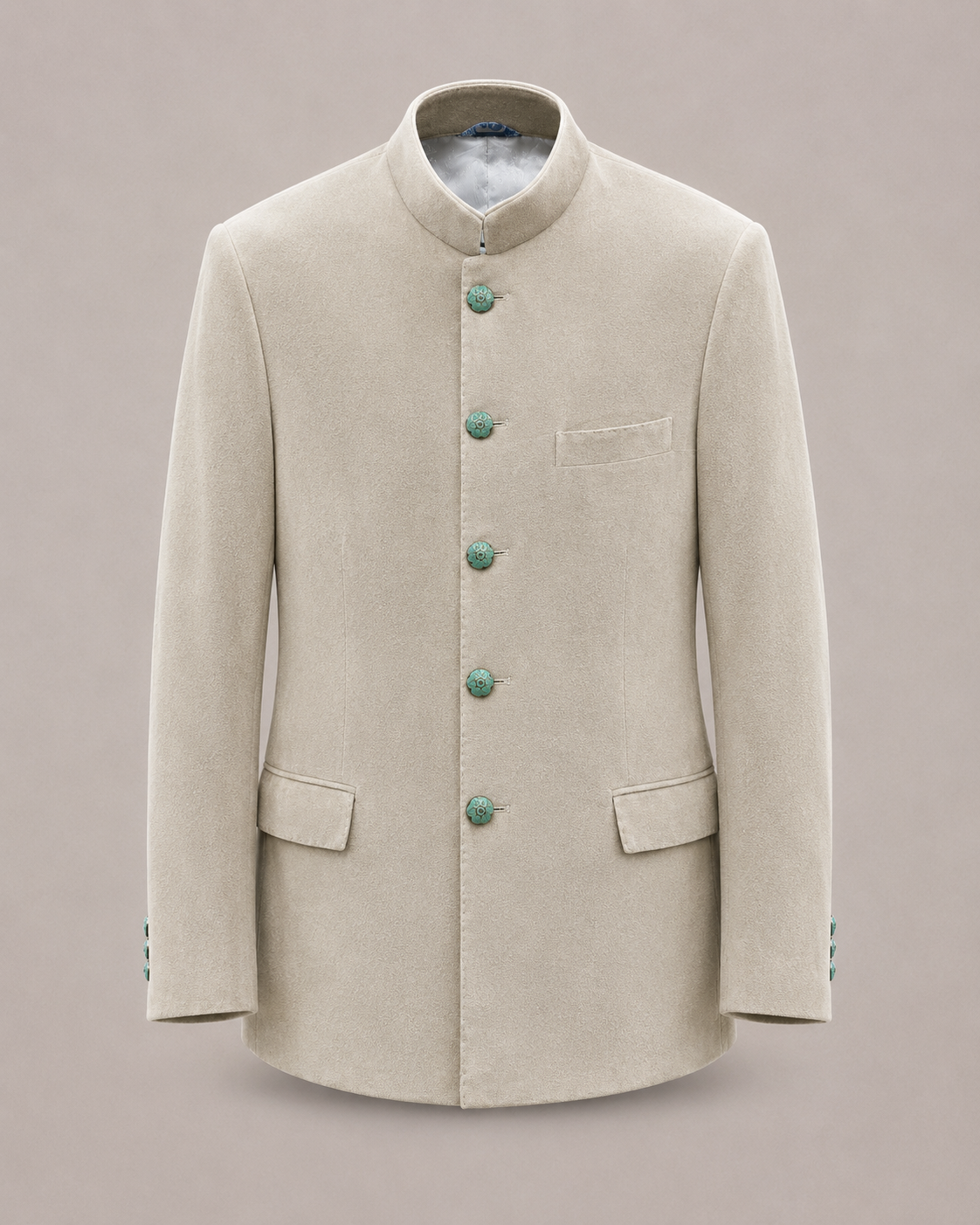 Ivory Suede Bandhgala