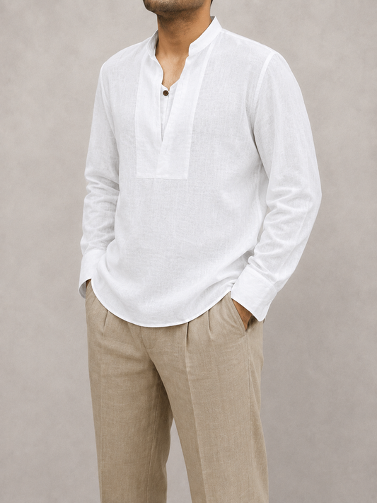 White Linen Layered Shirt