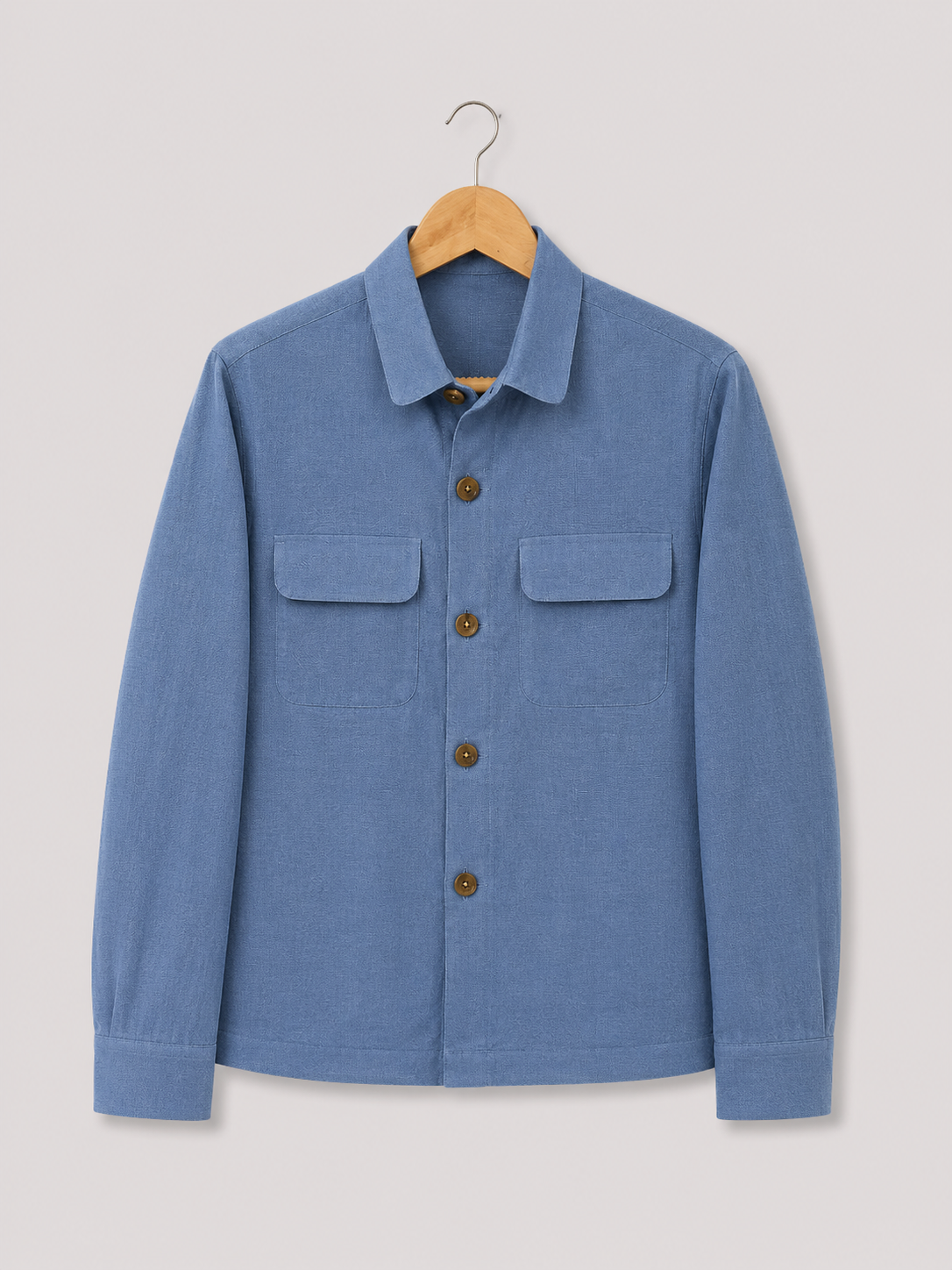 Slate Blue Linen Utility Shacket