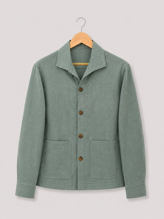 Light Sage Green Linen Shacket