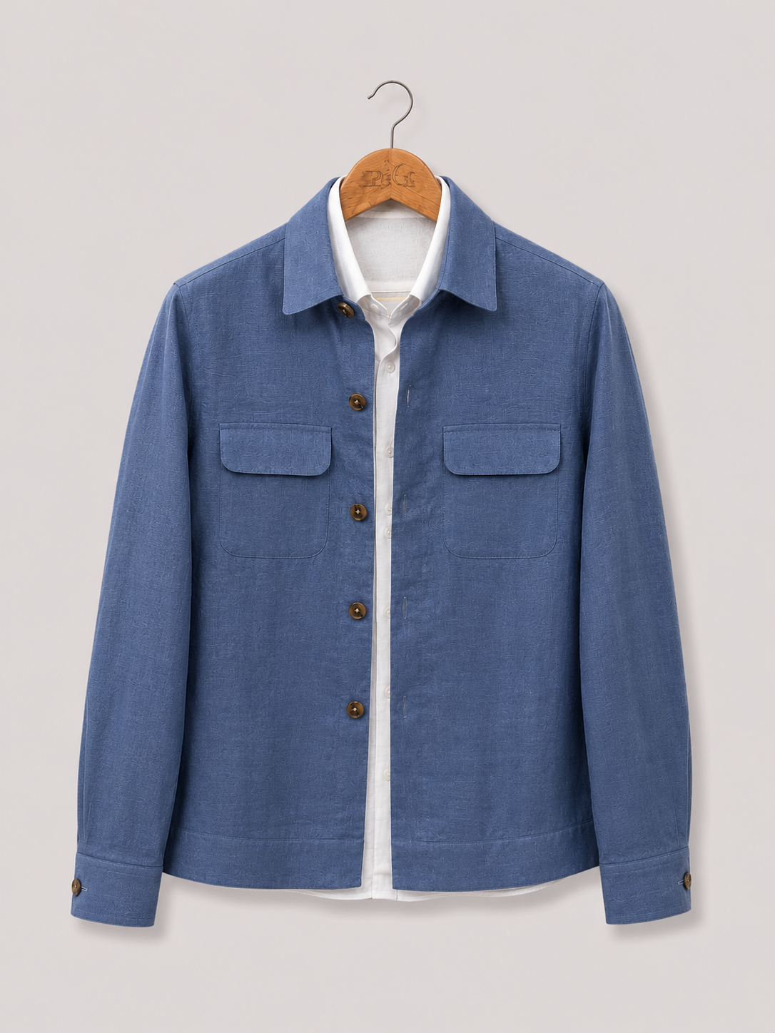 Slate Blue Linen Utility Shacket