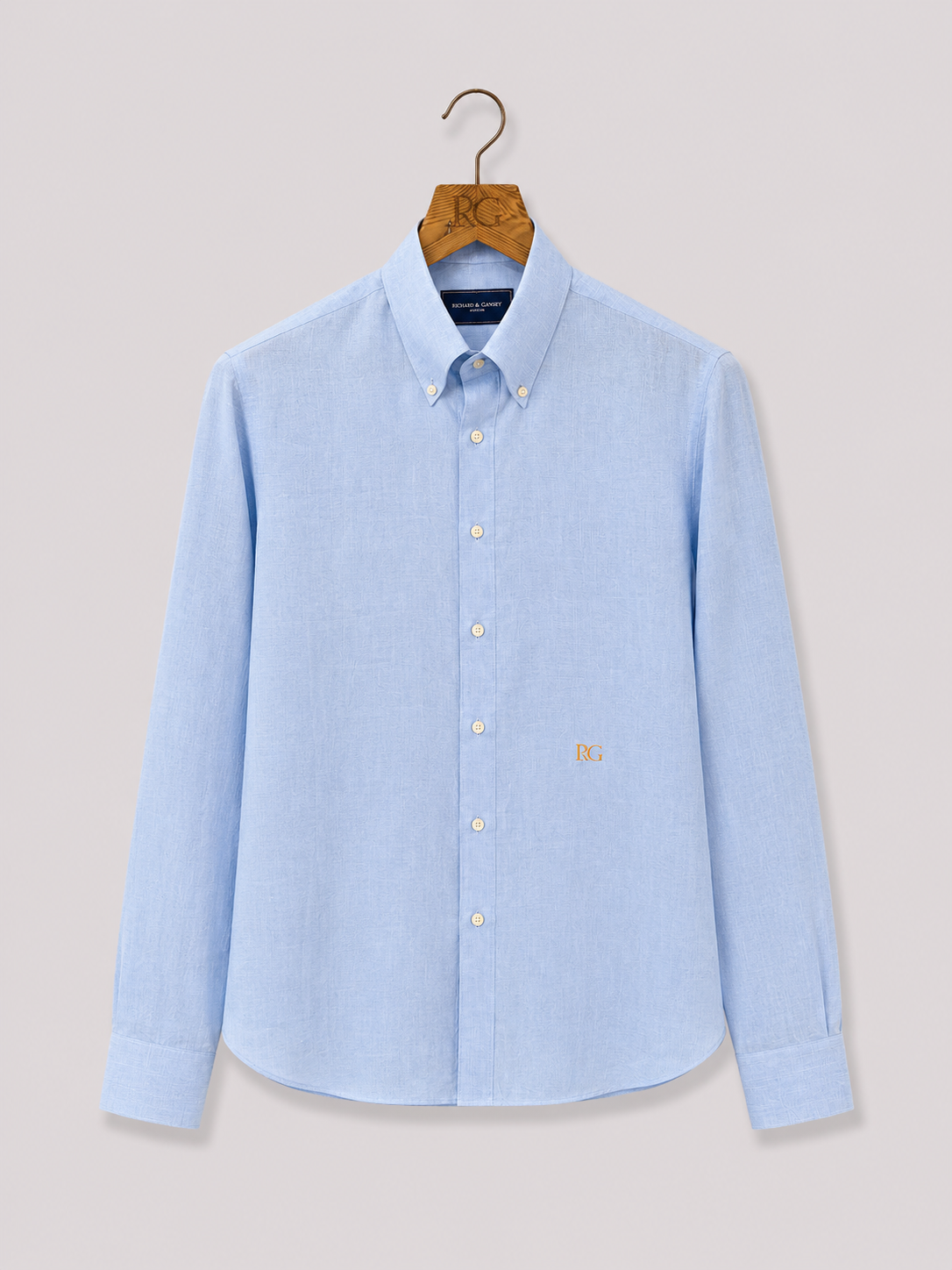 Sky Blue Linen Button-Down Shirt