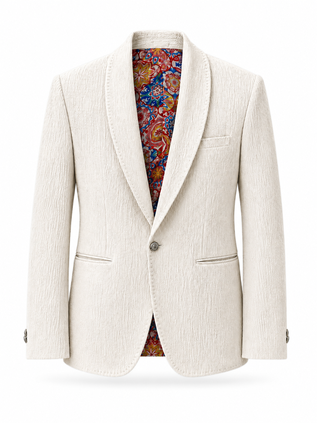 Ivory Textured Tuxedo Blazer