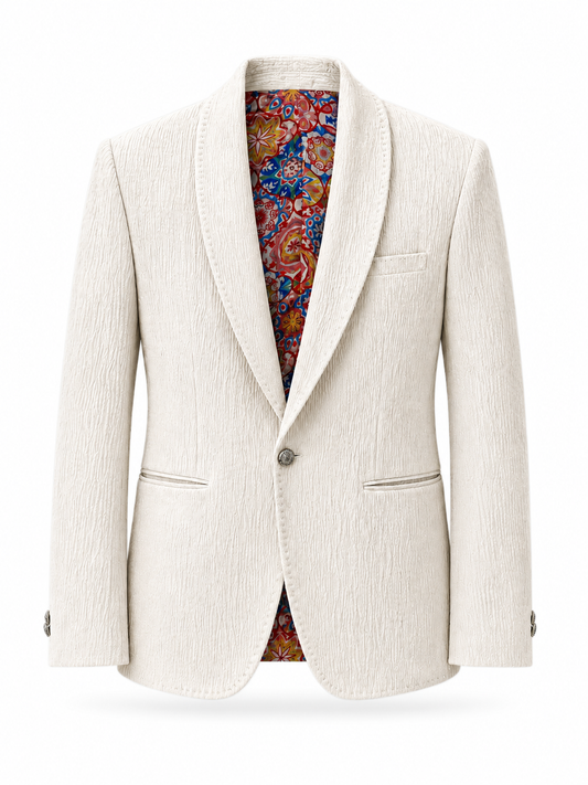 Ivory Textured Tuxedo Blazer