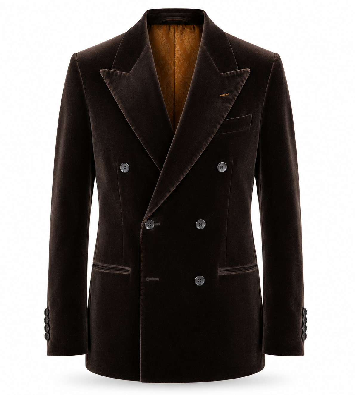 Dark Mocha Velvet Double-Breasted Blazer