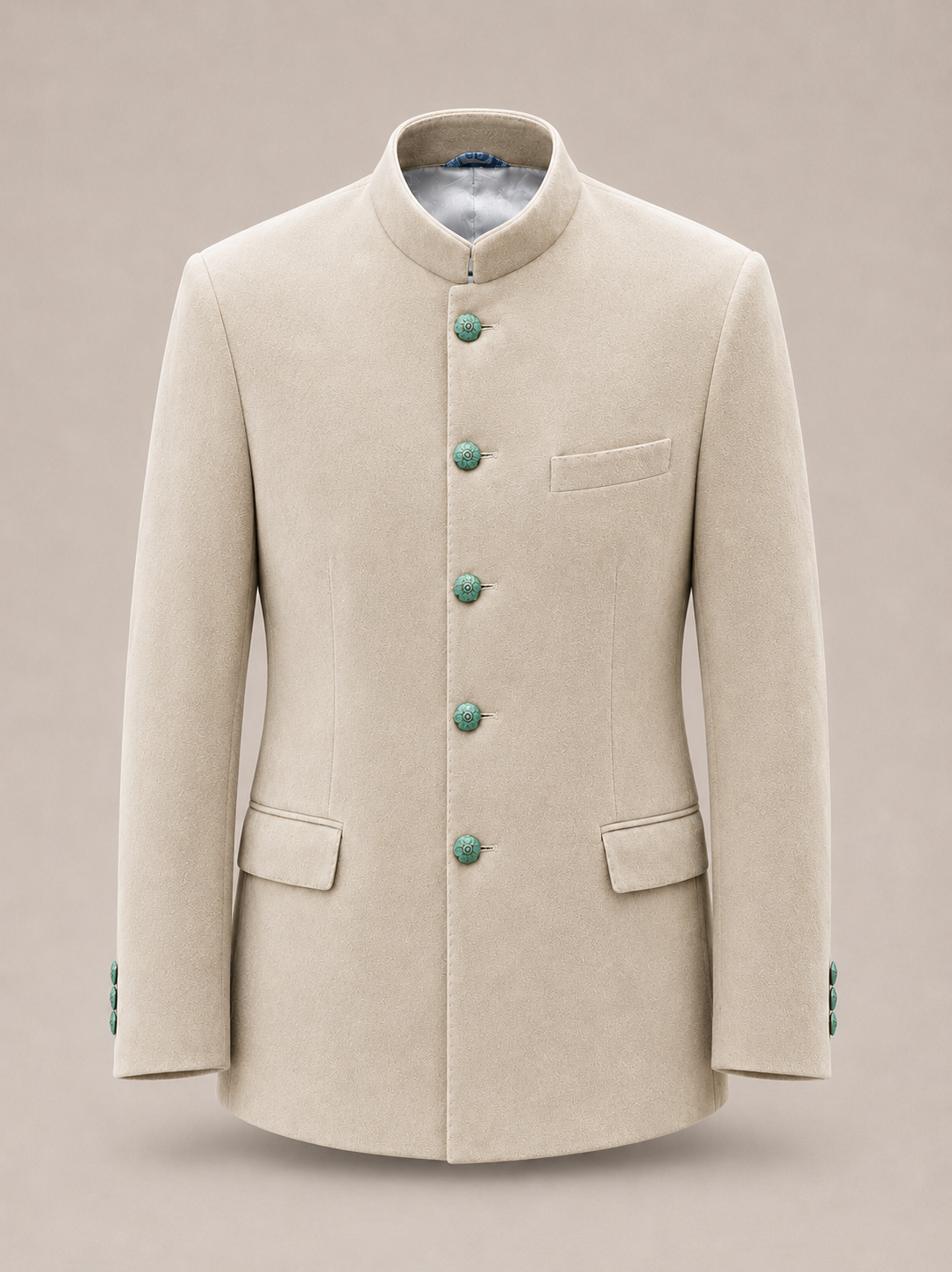 Ivory Suede Bandhgala