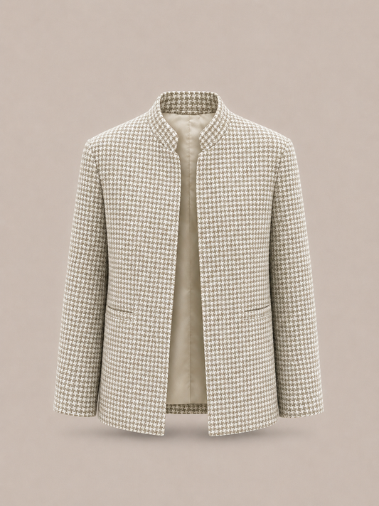 Windsor Houndstooth Matka Silk Bandhgala
