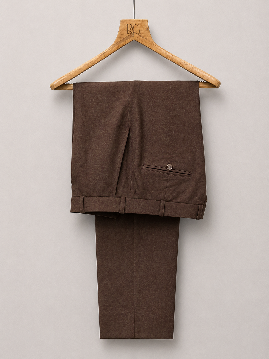 Espresso Brown Linen Tailored Trousers