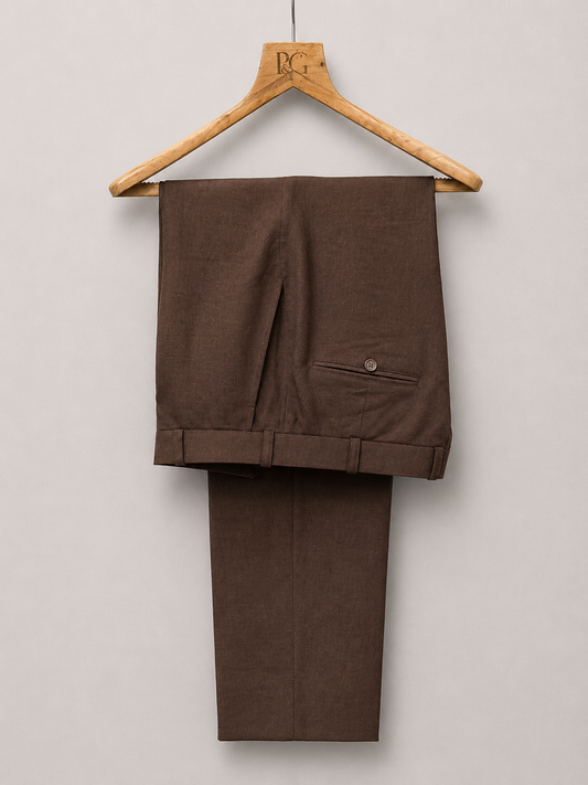 Espresso Brown Linen Tailored Trousers