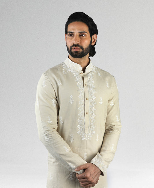 Embroidered Linen kurta