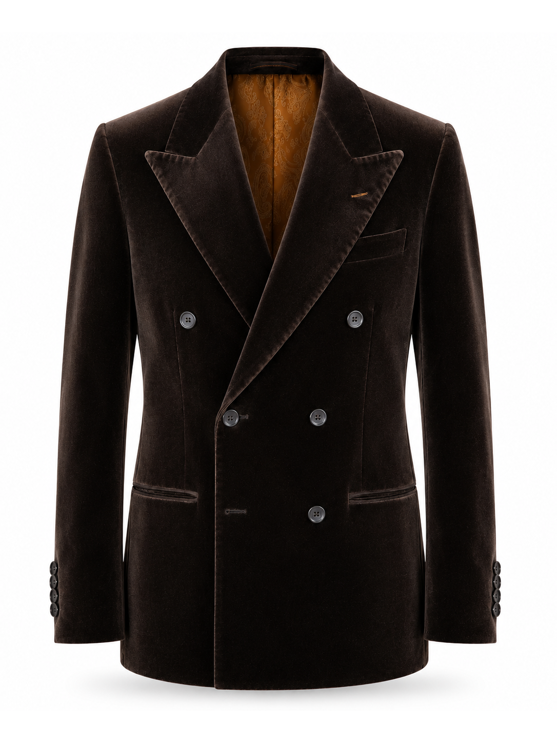 Dark Mocha Velvet Double-Breasted Blazer