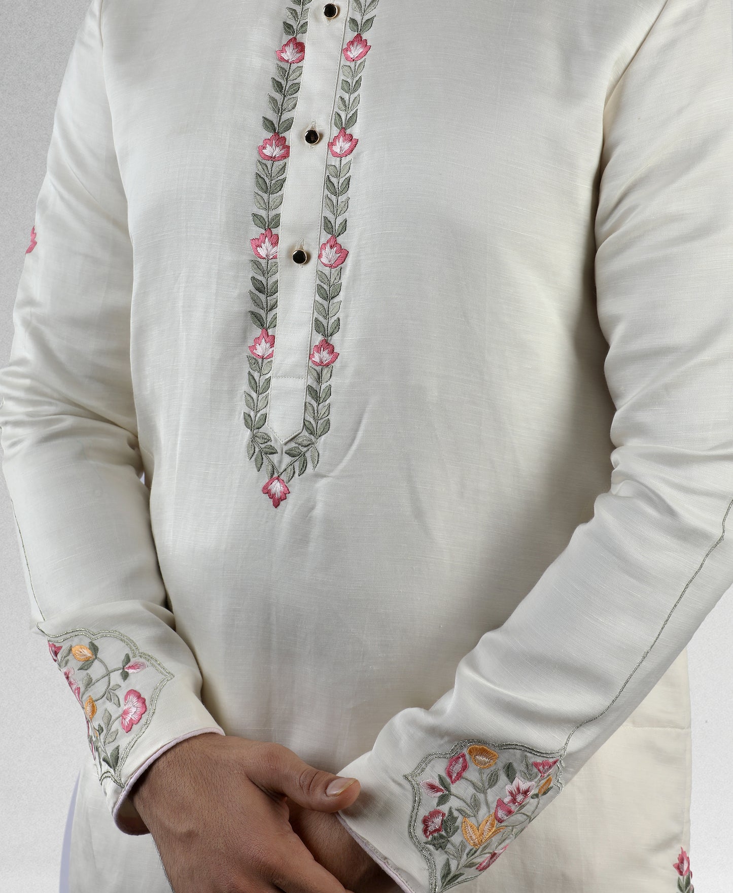 Cream embroidered kurta