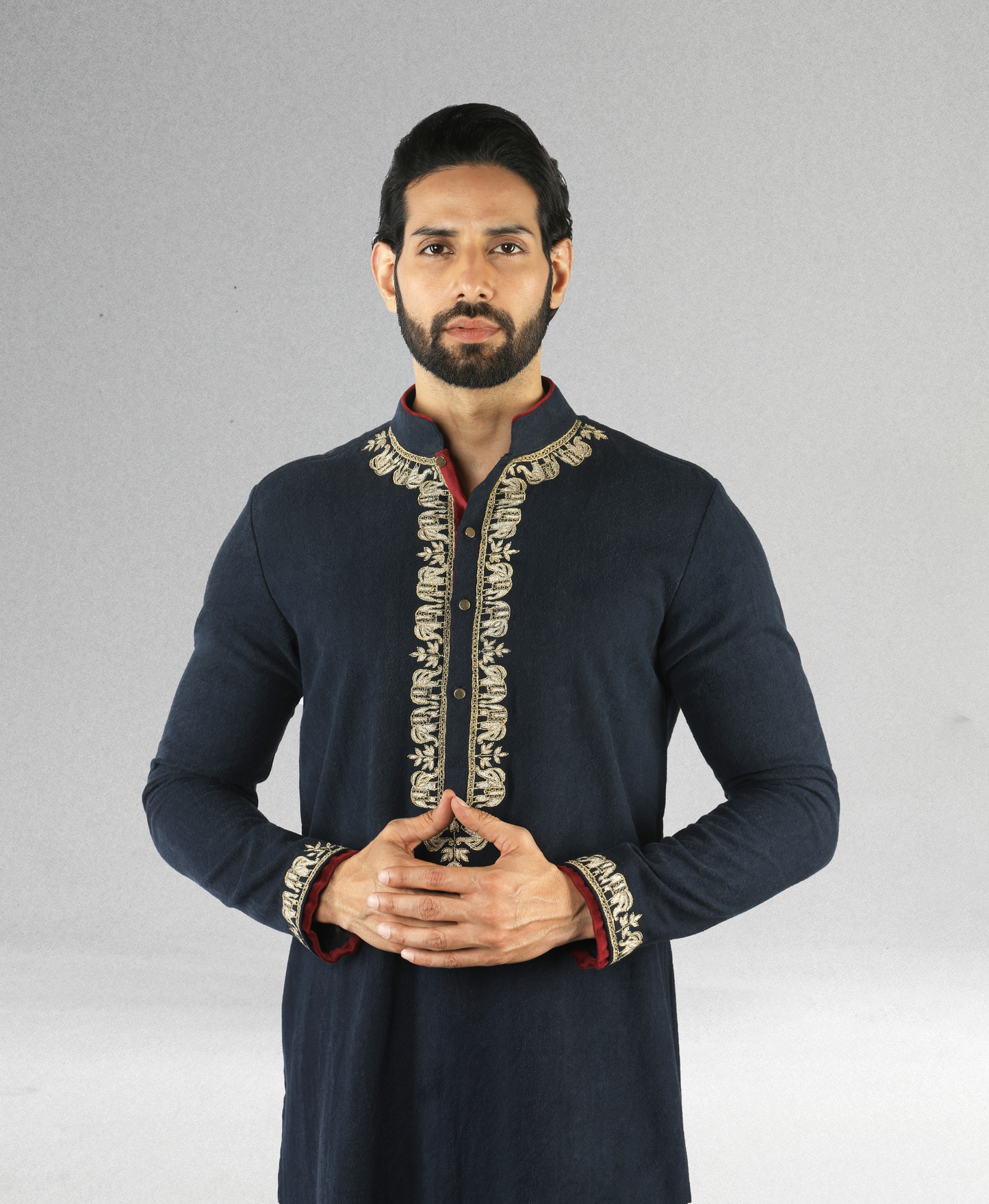 Matka linen silk embroidered kurta