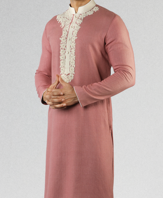 Rust Pink Embroidered Kurta