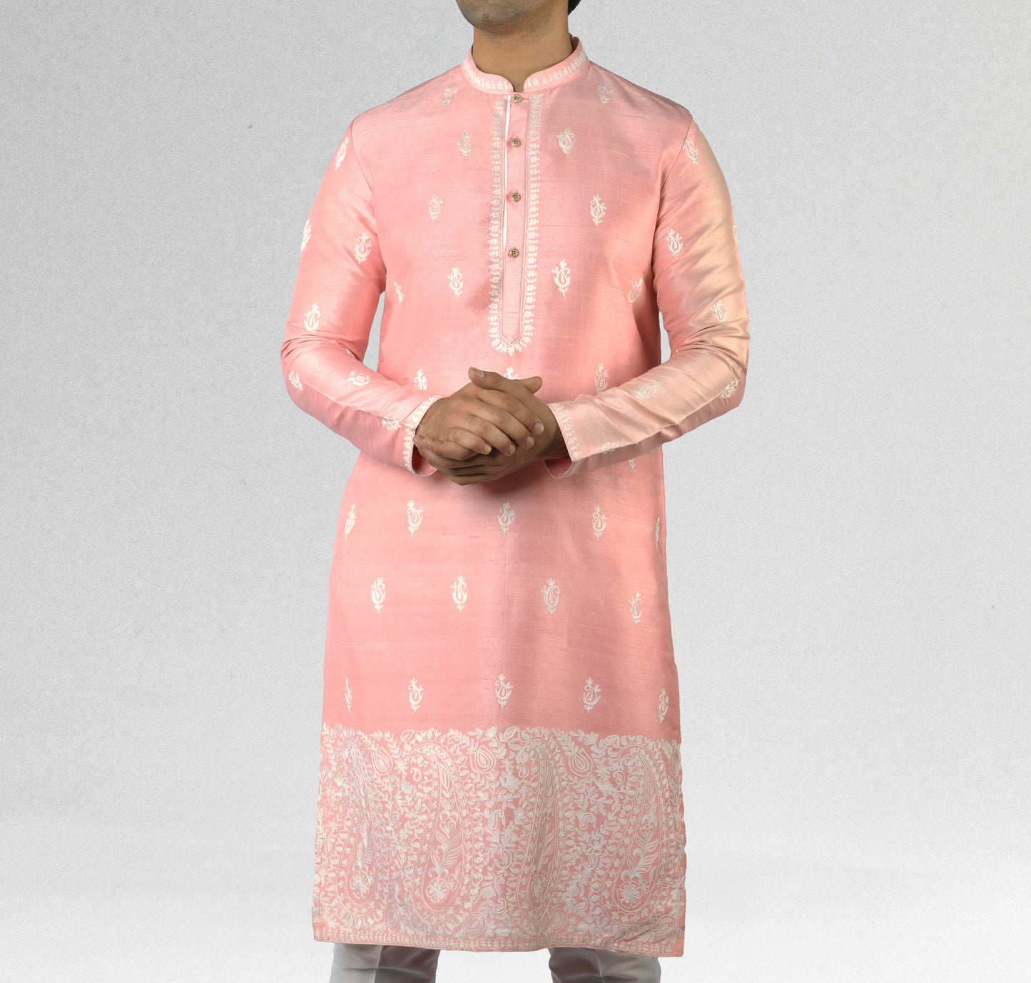 Salmon Pink Kurta With Embroidery