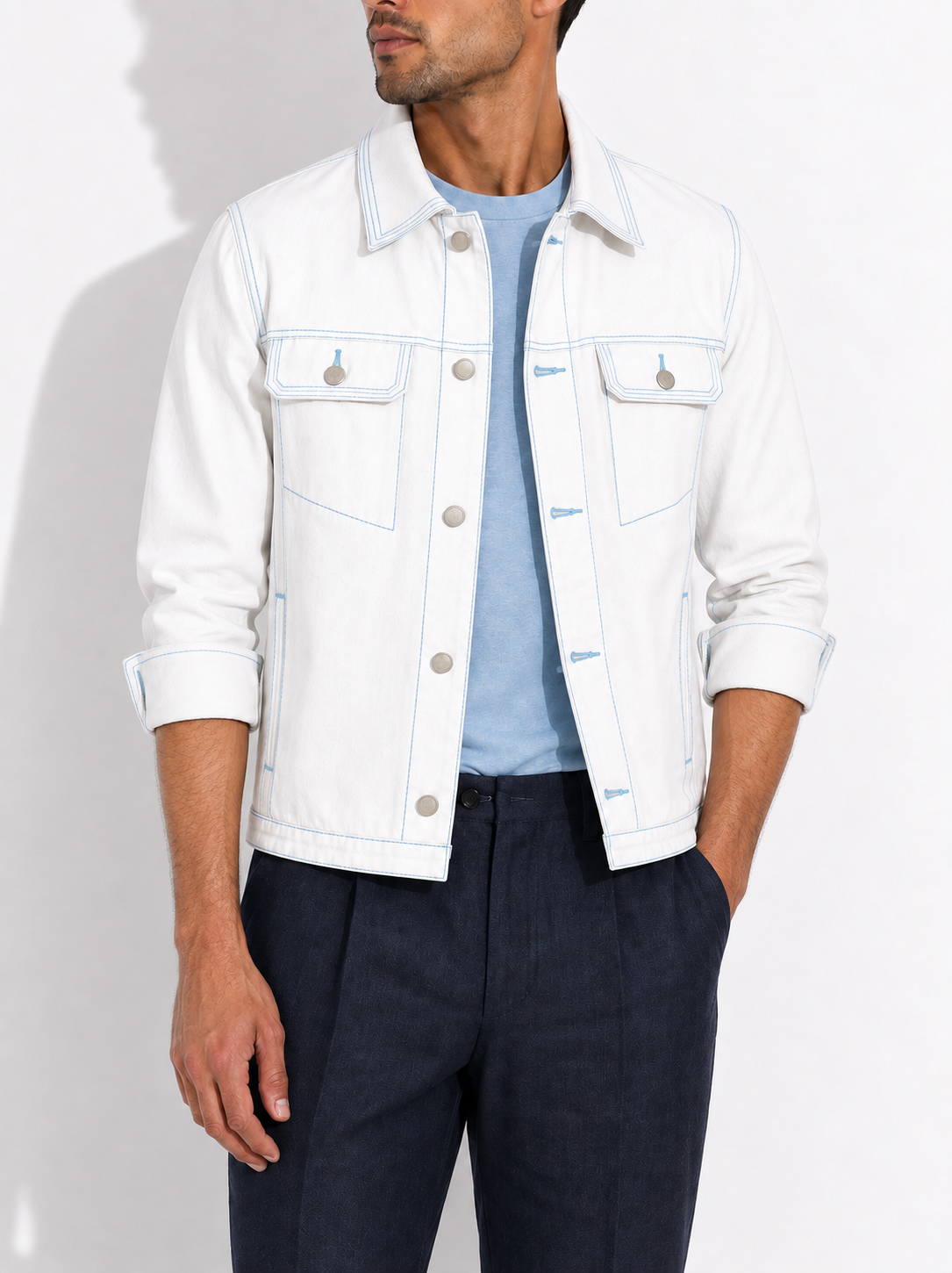White Denim Shacket
