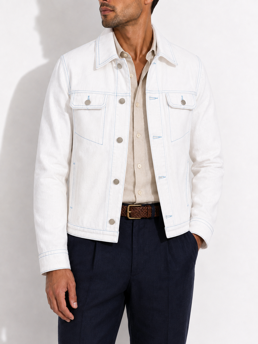 White Denim Shacket