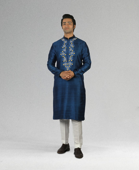 Cobalt Blue Kurta With Embroidery
