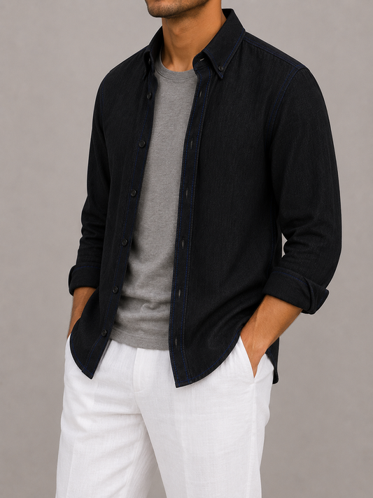 Midnight Black Denim Shirt