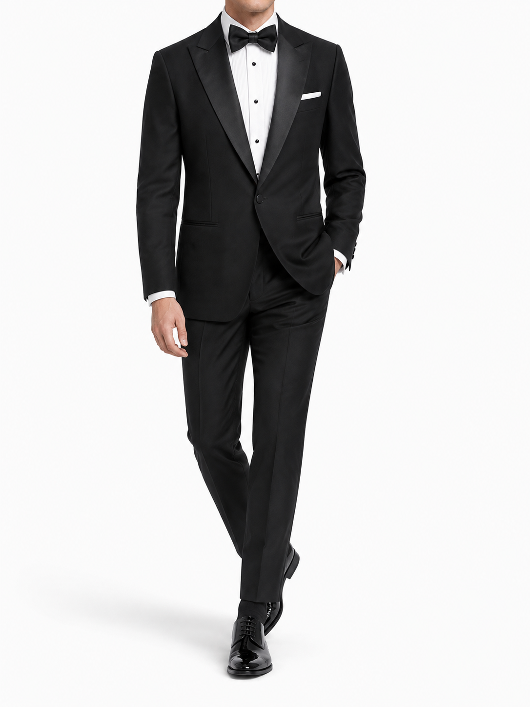 Tenzin Jet Black Peak Lapel Tuxedo Blazer