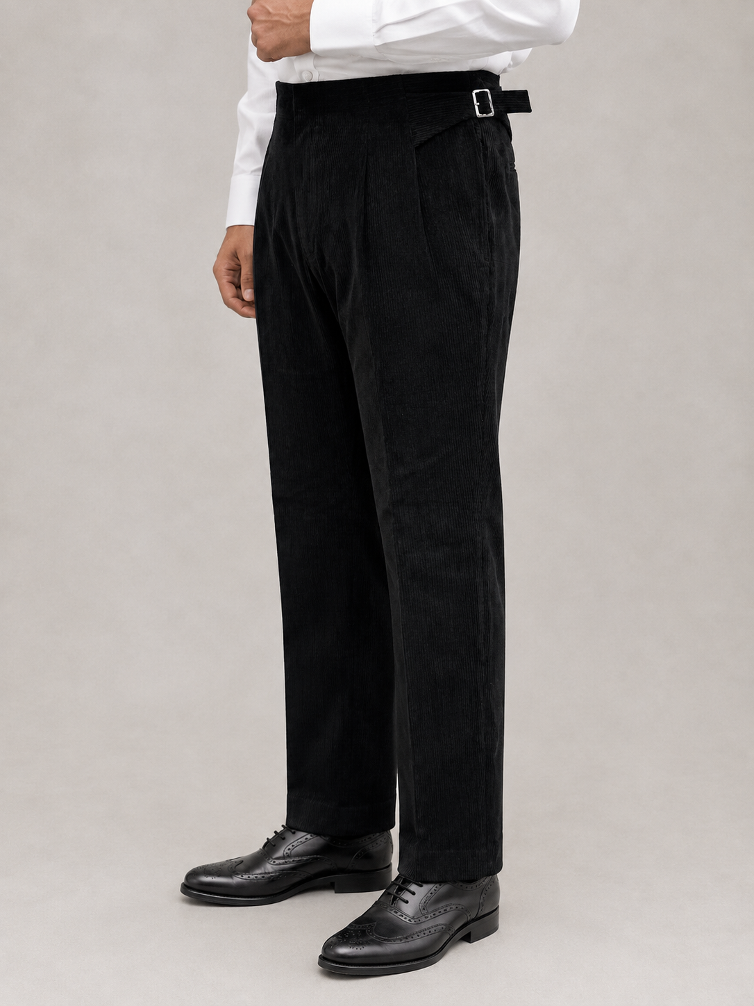 Black Hollywood Waistband Corduroy Trousers