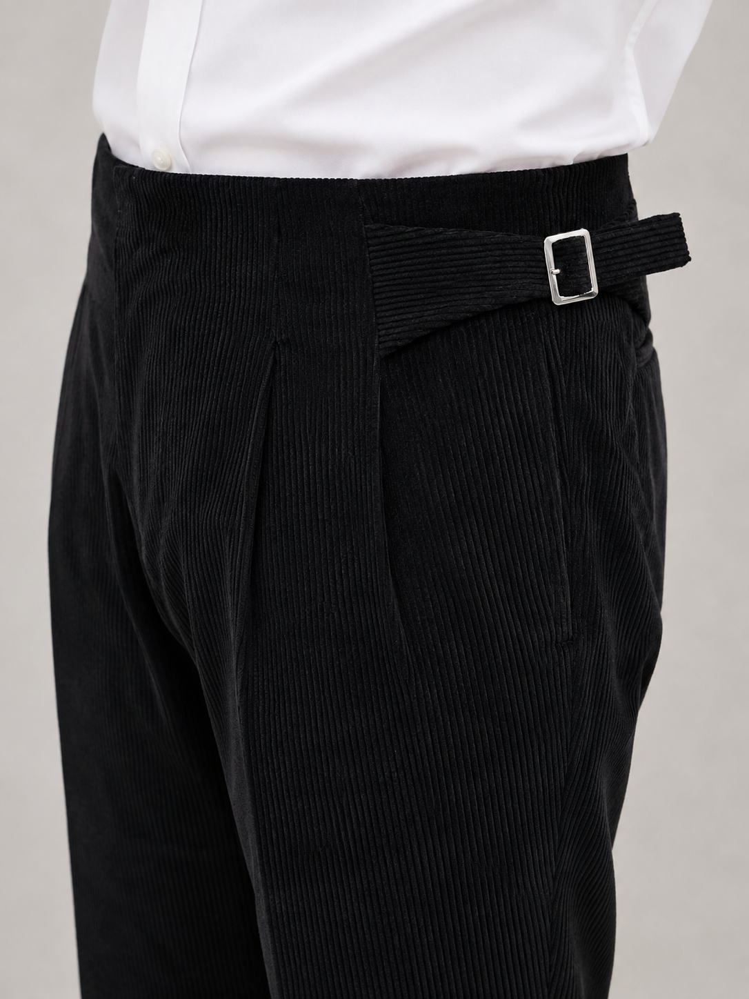 Black Hollywood Waistband Corduroy Trousers
