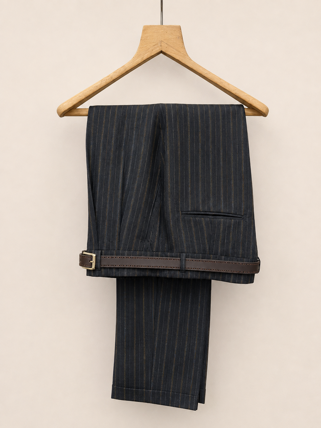 Black Pinstripe Hollywood Linen Trousers