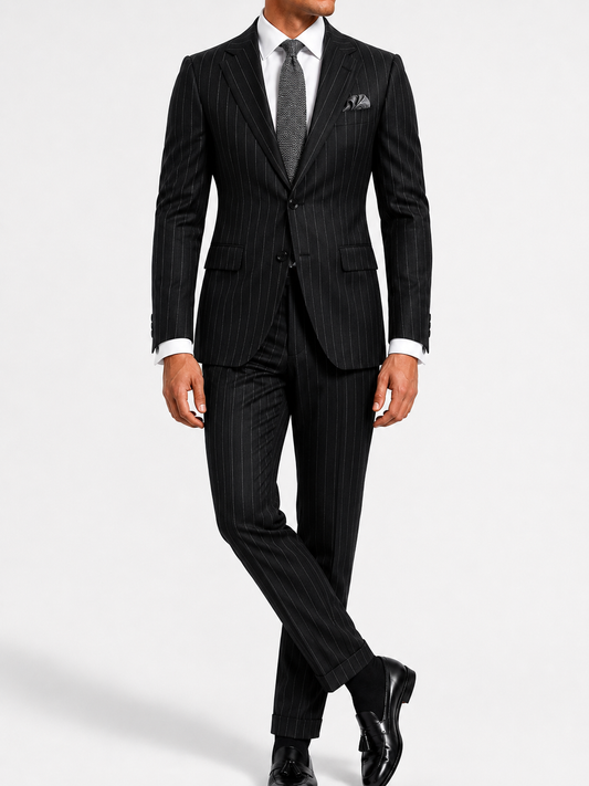 Black Pinstripe Business Blazer
