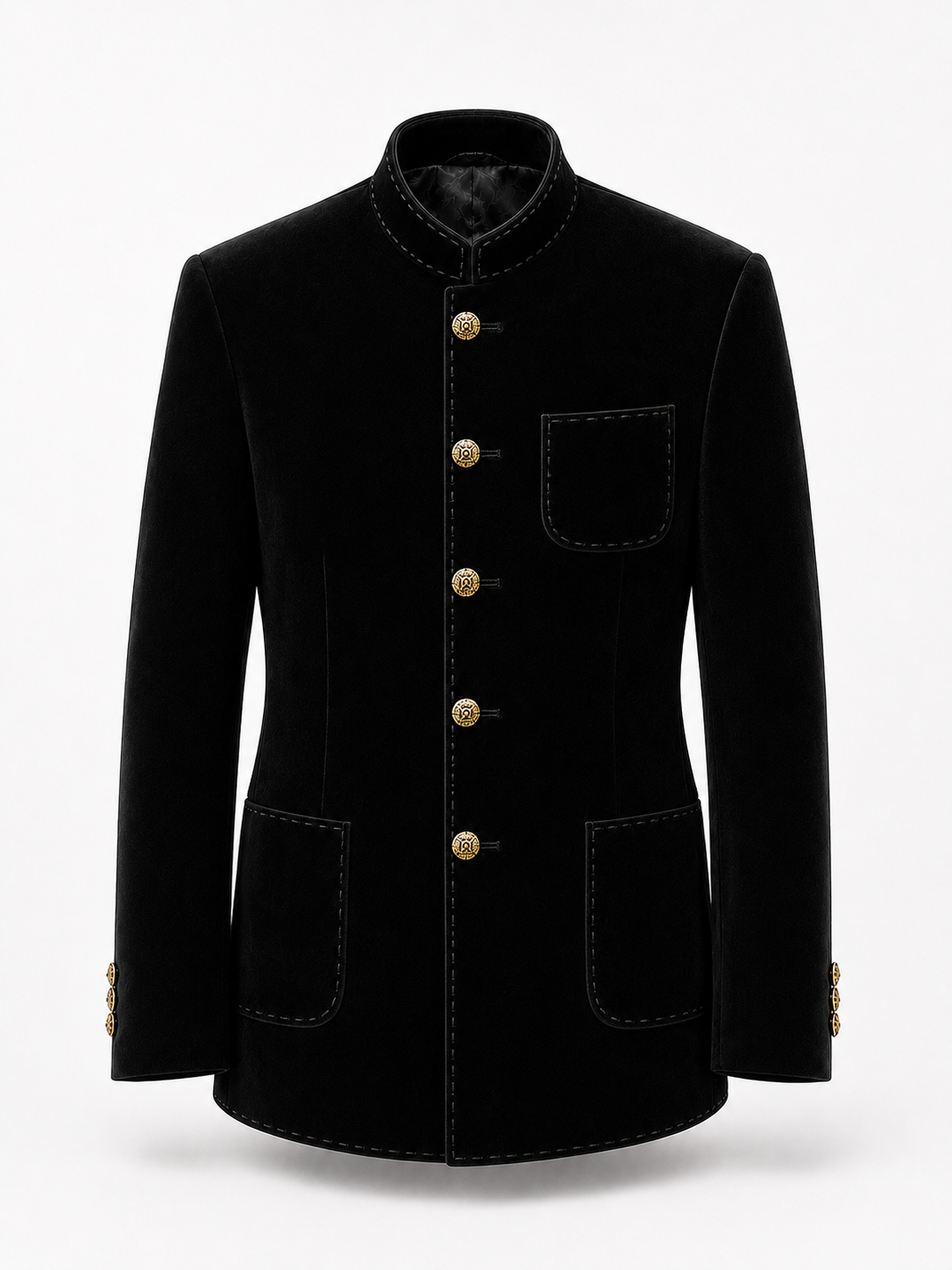 Midnight Black Velvet Bandhgala