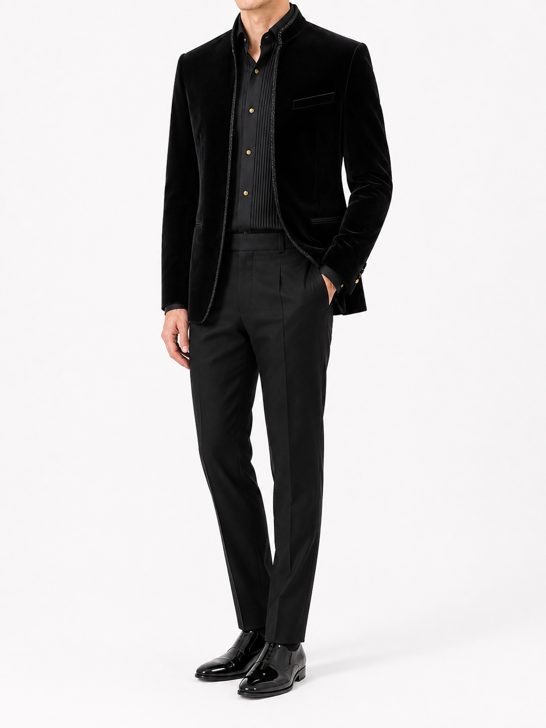 Imperial Black Velvet Bandhgala