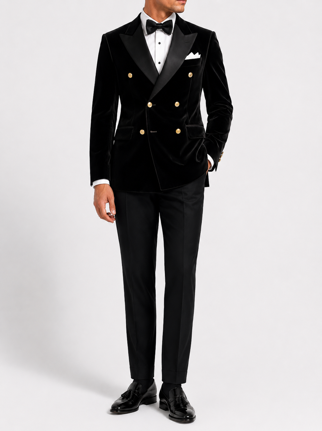 Black Velvet Double-Breasted Tuxedo