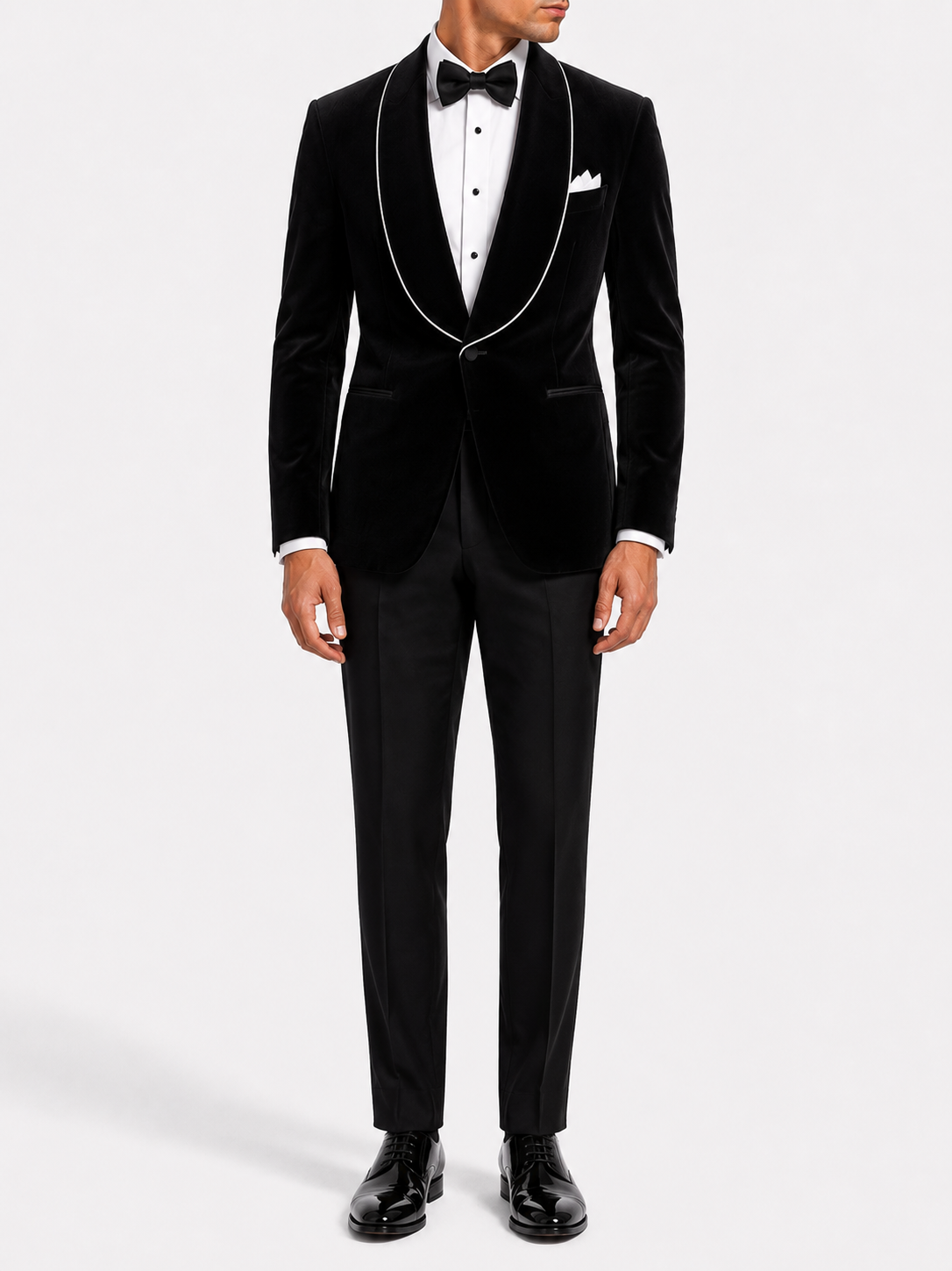 Classic Black Velvet Shawl Collar Tuxedo