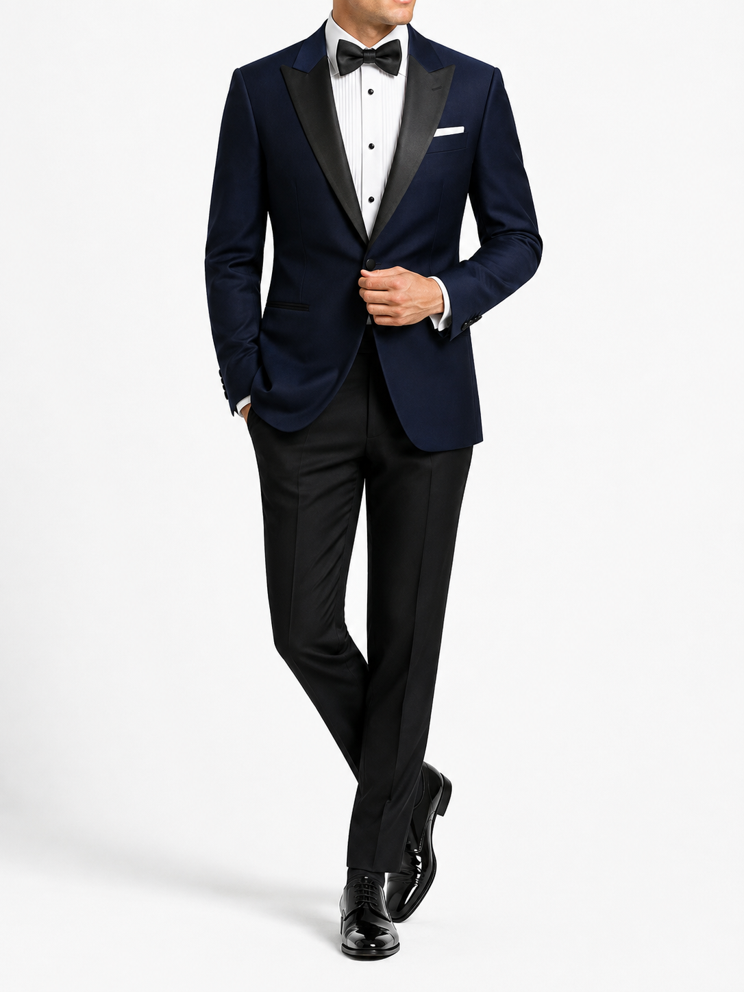 Teizin Navy Blue Peak Lapel Tuxedo Blazer