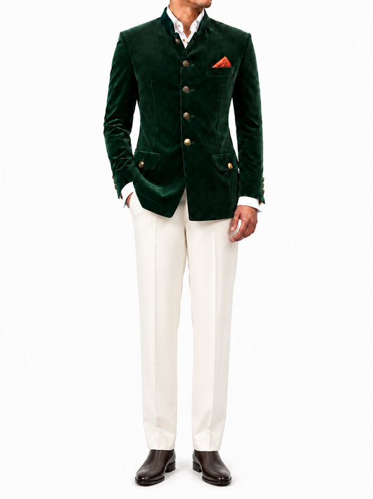 Emerald Velvet Bandhgala