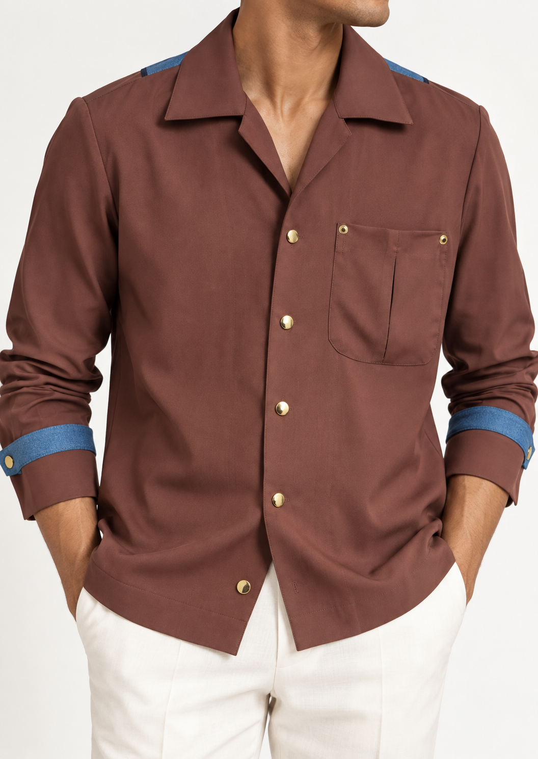 Brown Korean Tenzin Shirt detail