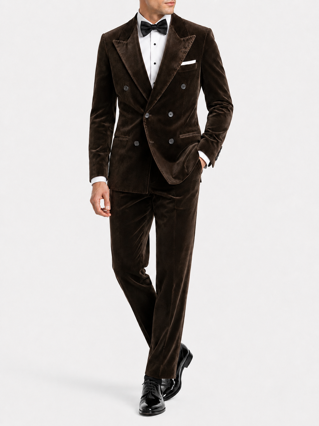 Dark Mocha Velvet Double-Breasted Blazer