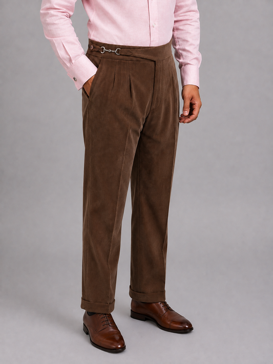 Brown Fine-Wale Corduroy Gurkha Trousers