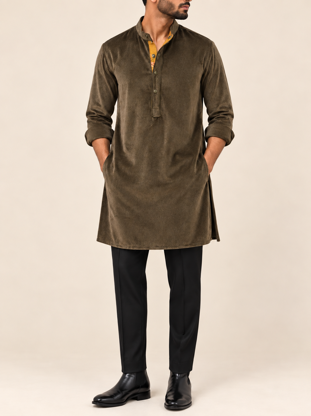Mocha Velvet Kurta
