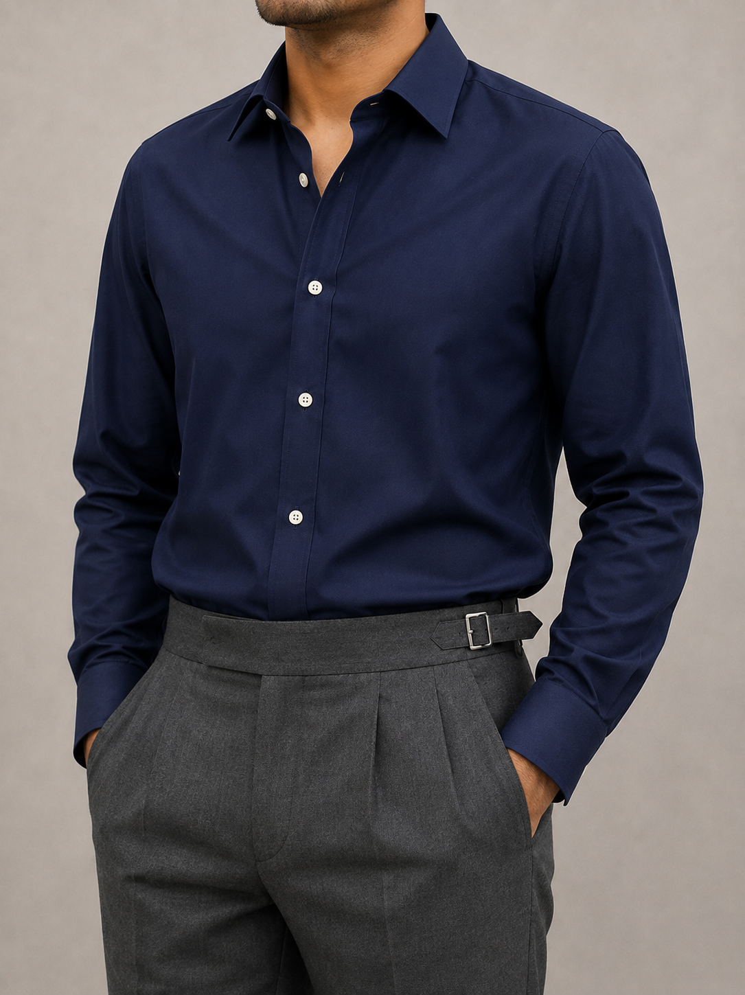 Midnight Navy French Cuff Shirt