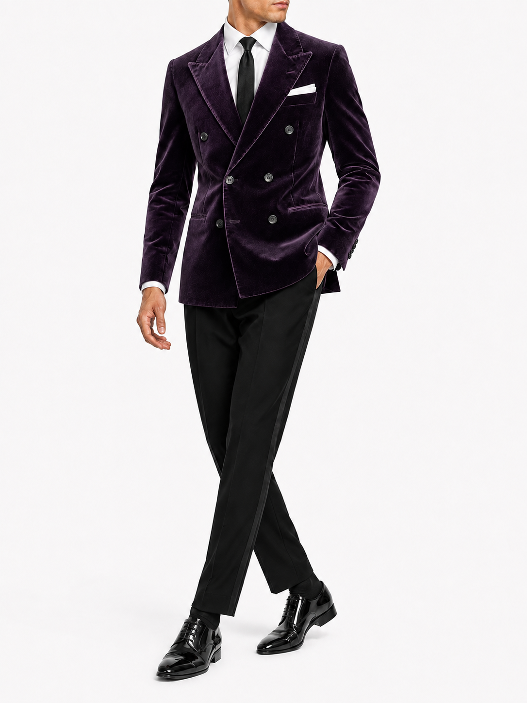 Royal Plum Velvet Double-Breasted Tuxedo