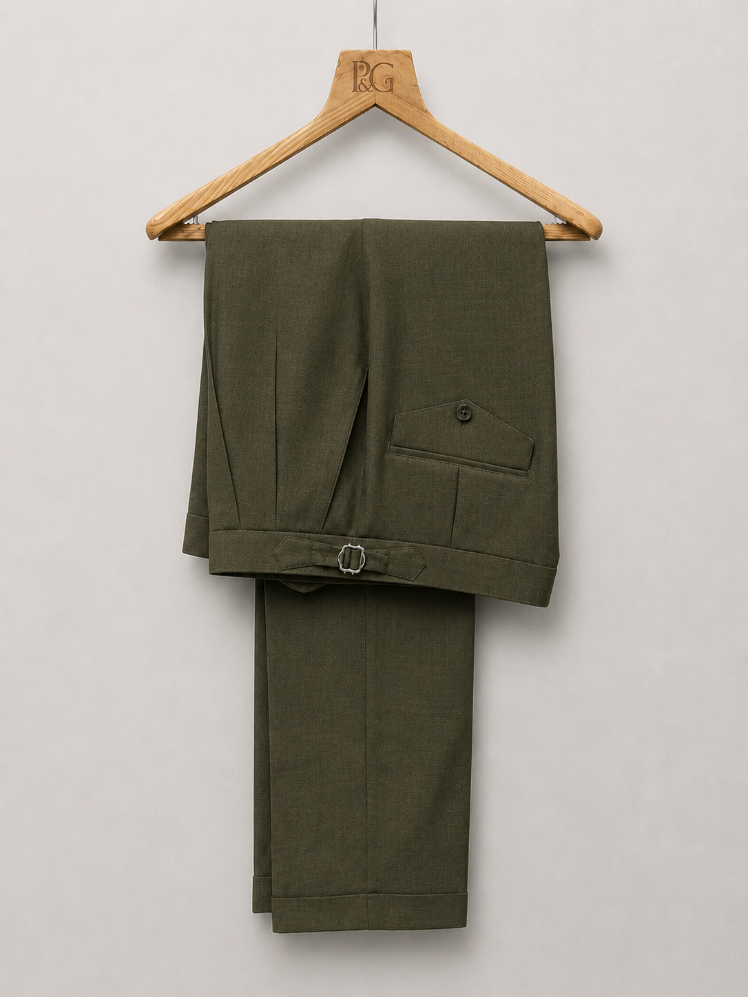 Dark Olive Linen 2 Pleat Trousers