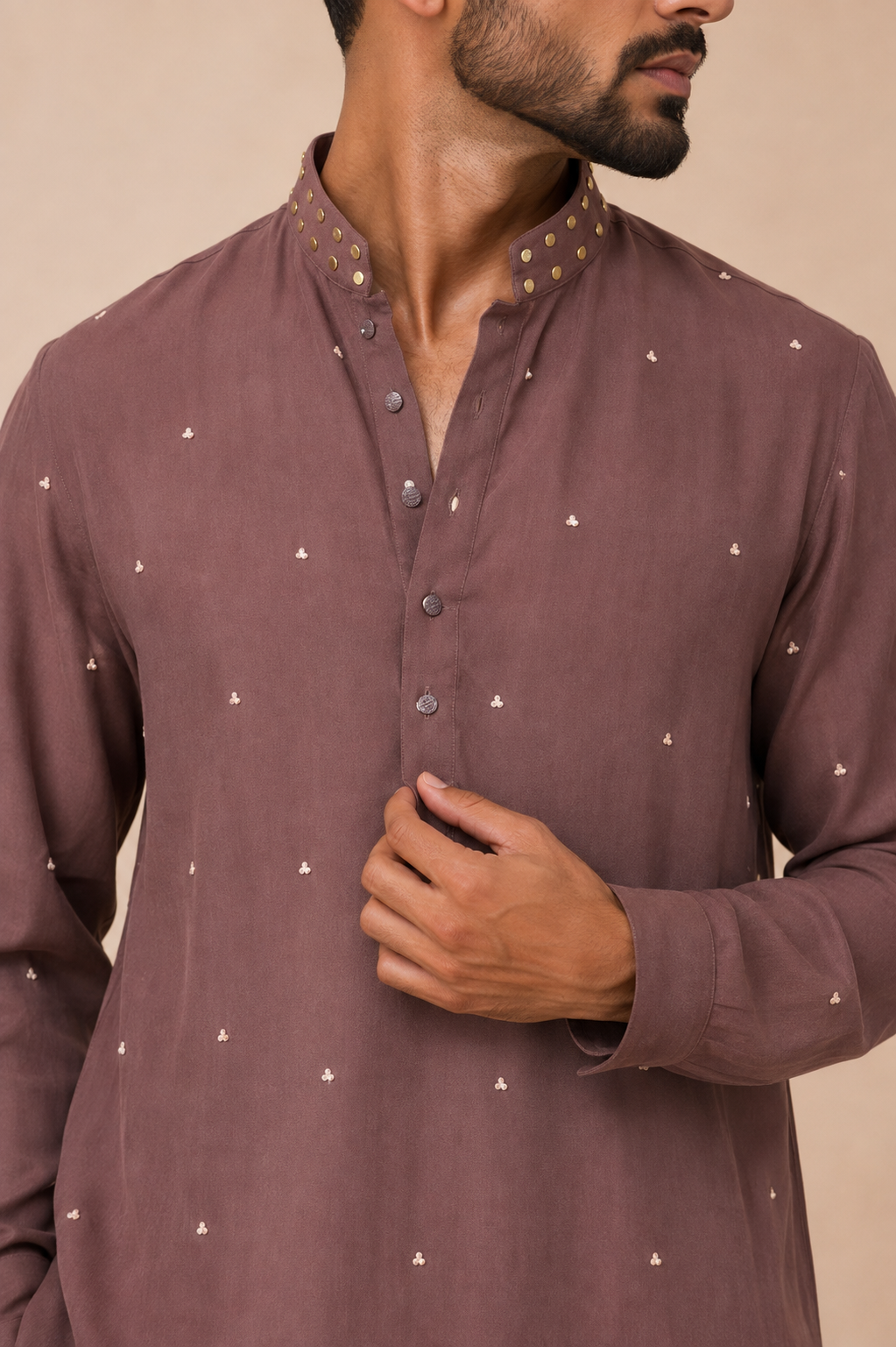 Dark Onion Pink Embroidered Kurta