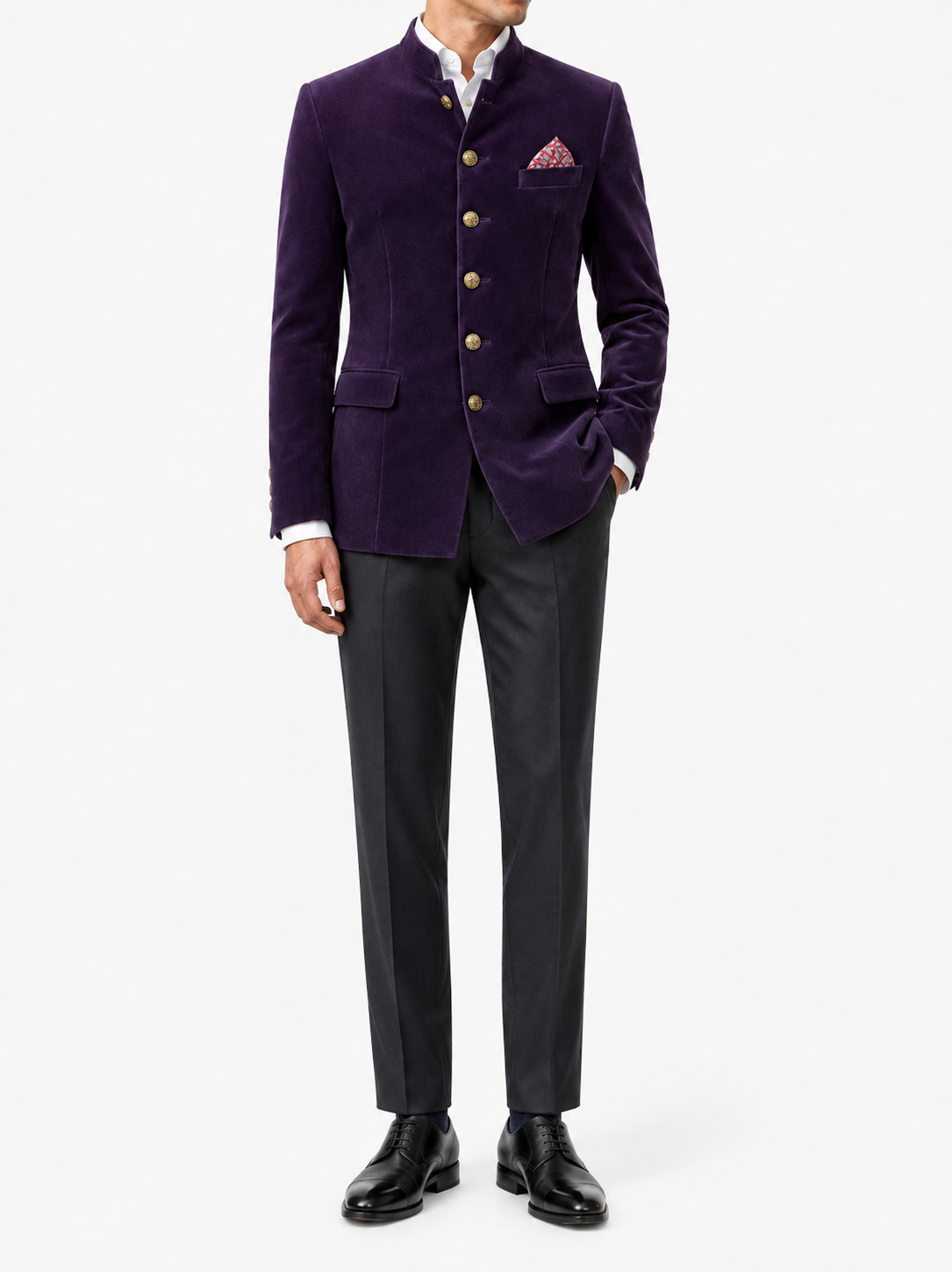 Royal Amethyst Velvet Bandhgala